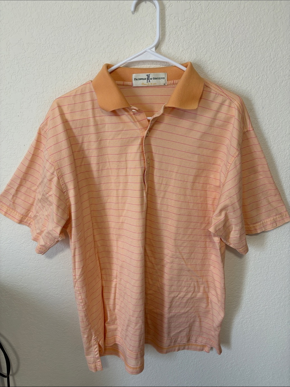 Fairway & Greene Peach Pink-Striped Polo